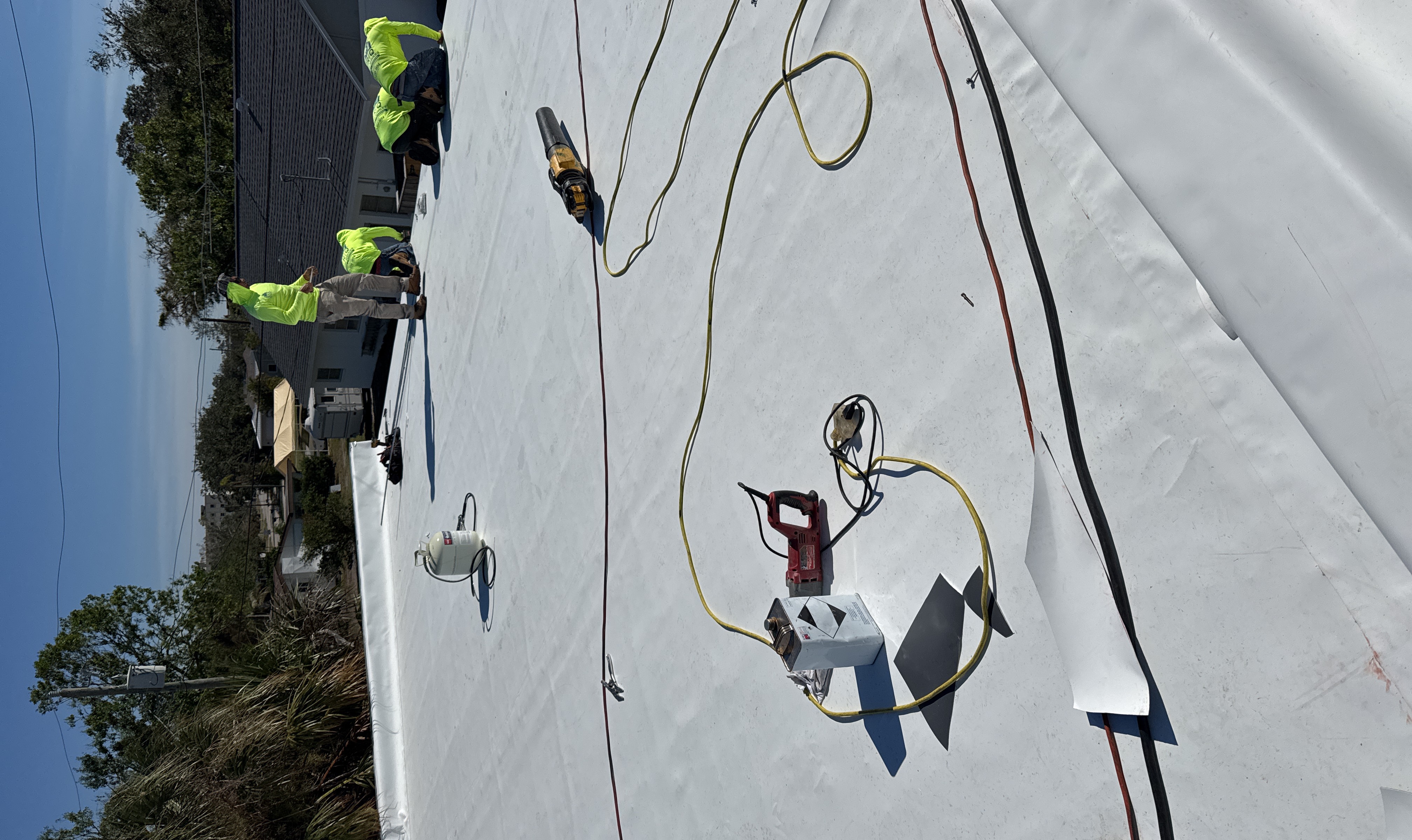 Storm damage roof documentation in progress for insurance claim in Sarasota