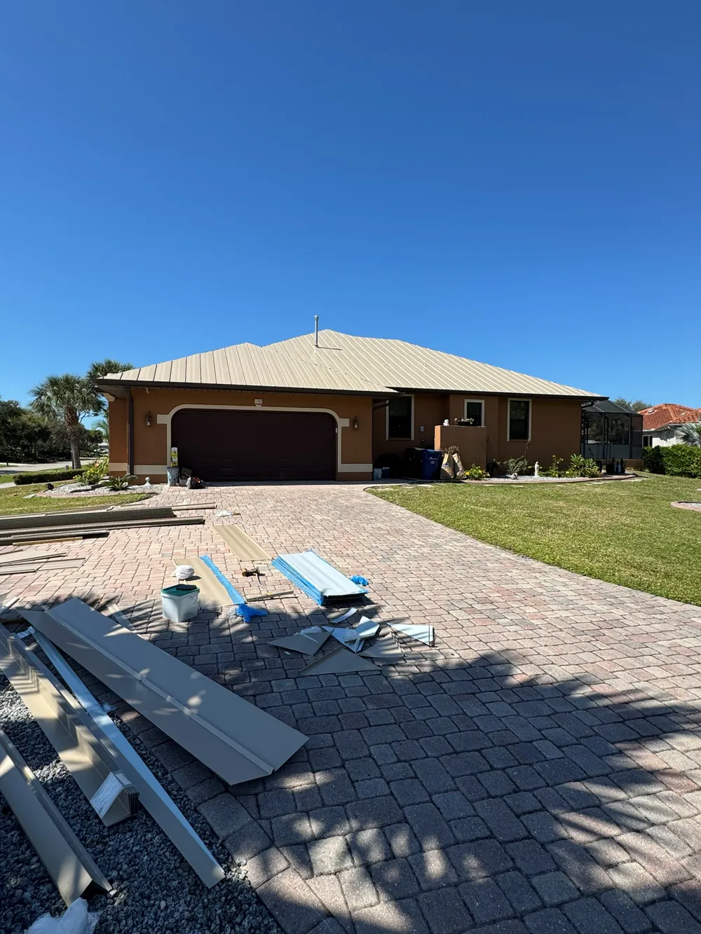 Metal roof installation by SRQ Building Services on a Sarasota, FL home