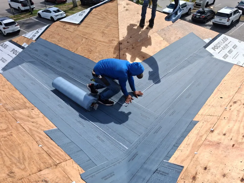 Storm damage roof inspection on a Sarasota home after a hurricane