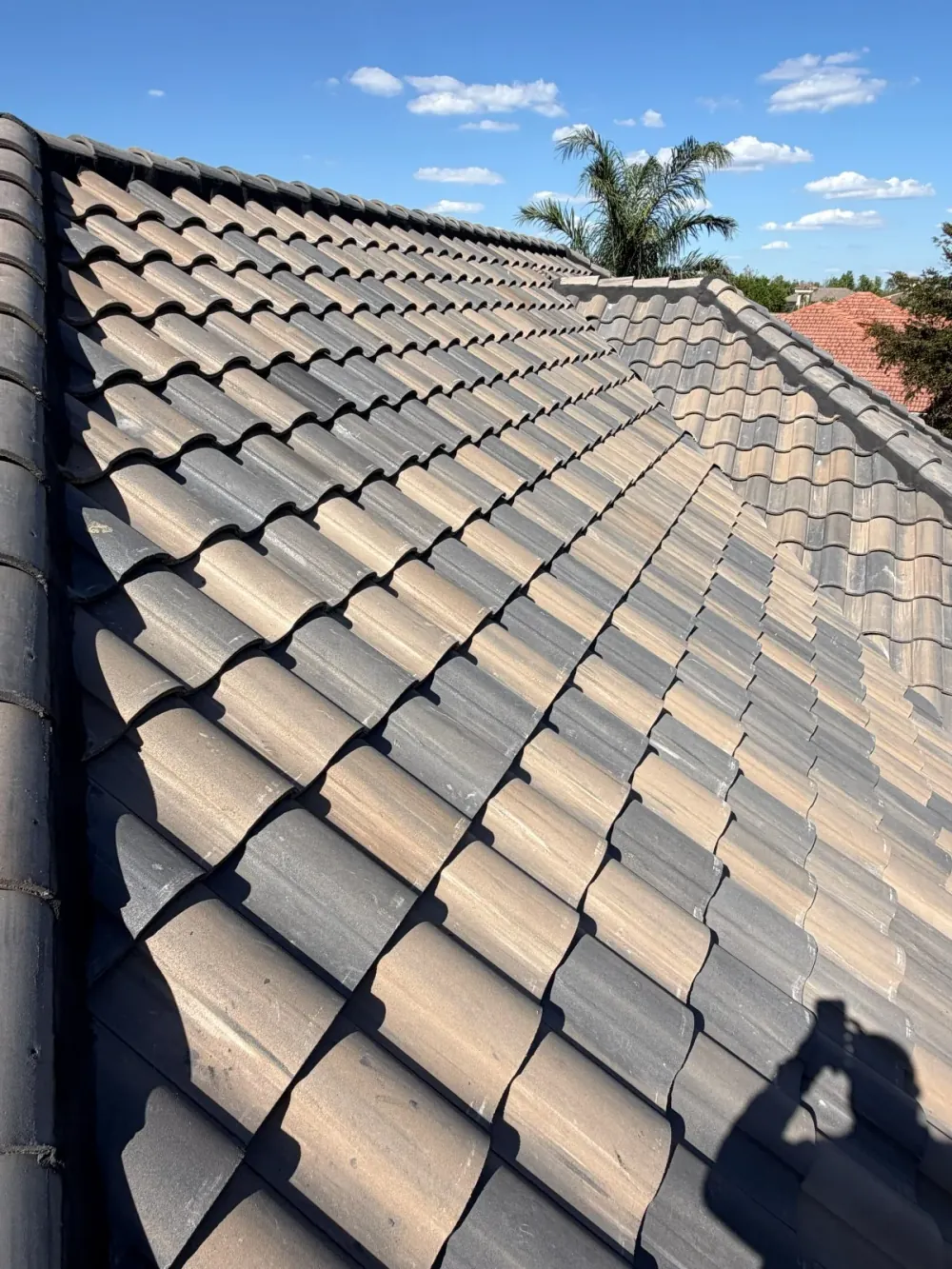 Close-up of concrete barrel tile installation in Southwest Florida